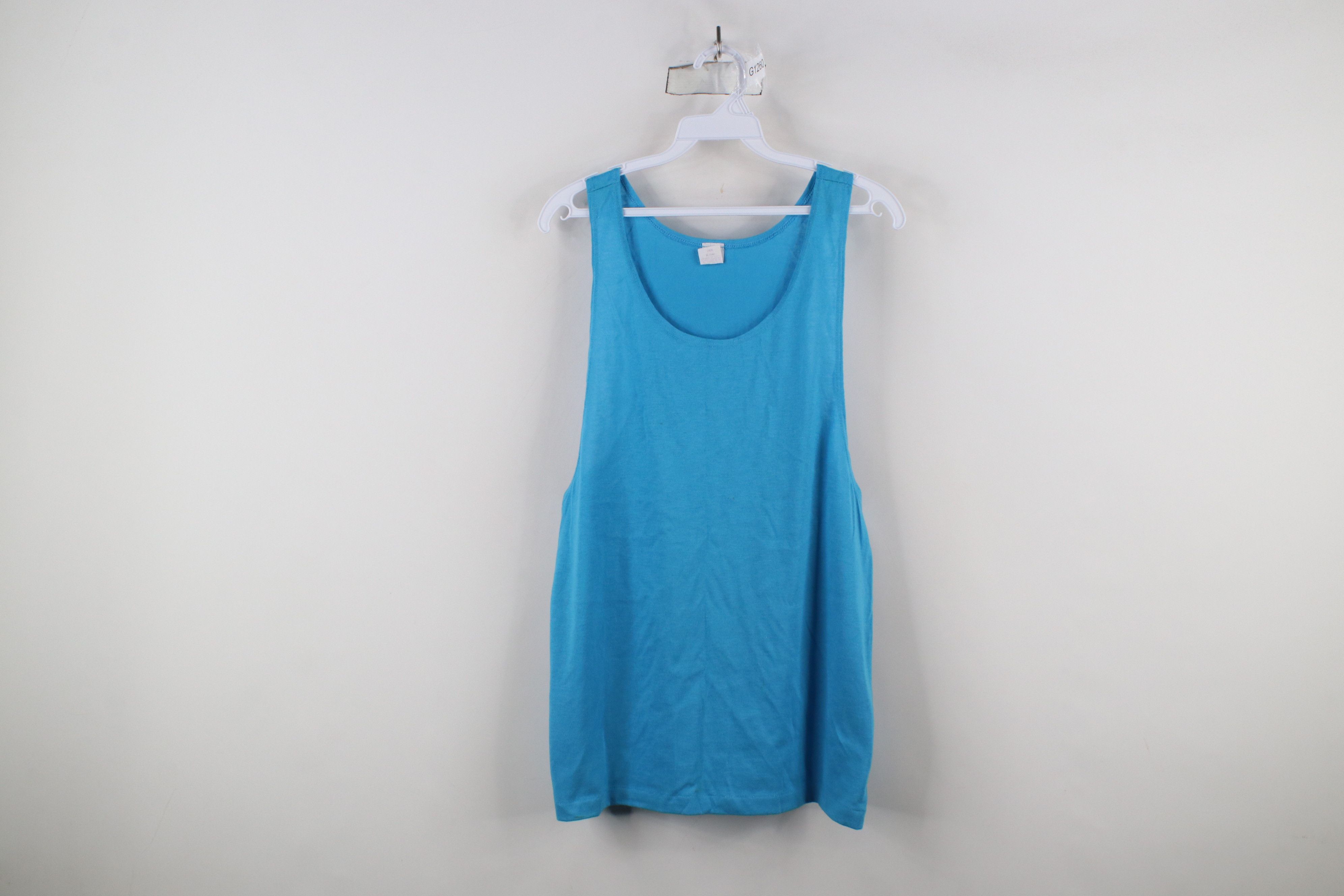 Vintage Vintage 90s Streetwear Blank Tank Top T-Shirt Blue USA Size US L / EU 52-54 / 3 - 1 Thumbnail