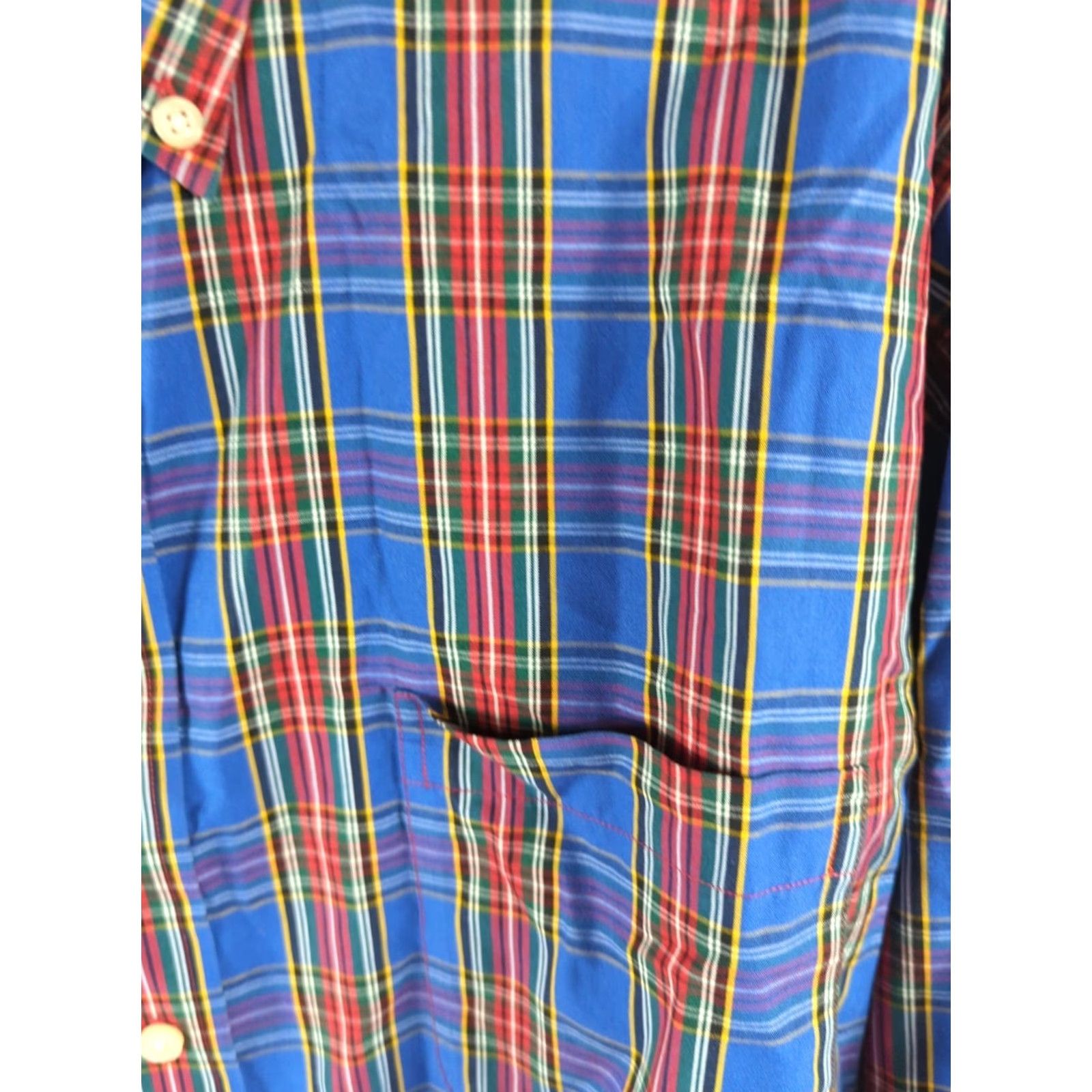 Lands' End VINTAGE Lands' End Mens Long Sleeve Button-Down Shirt, Big & Tall, 17-34, Blue Plaid, Cotton Blend Size US XL / EU 56 / 4 - 2 Thumbnail