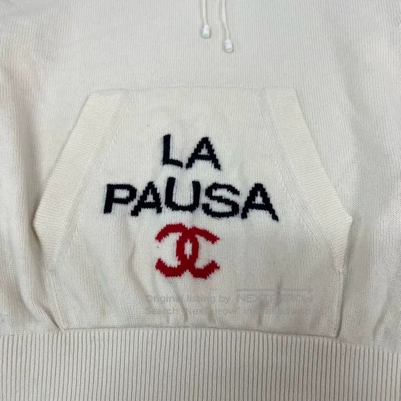 Chanel Chanel Cruise Series Beige Logo Cashmere Knit Hoodie Size XXS / US 00 / IT 34 - 5 Thumbnail