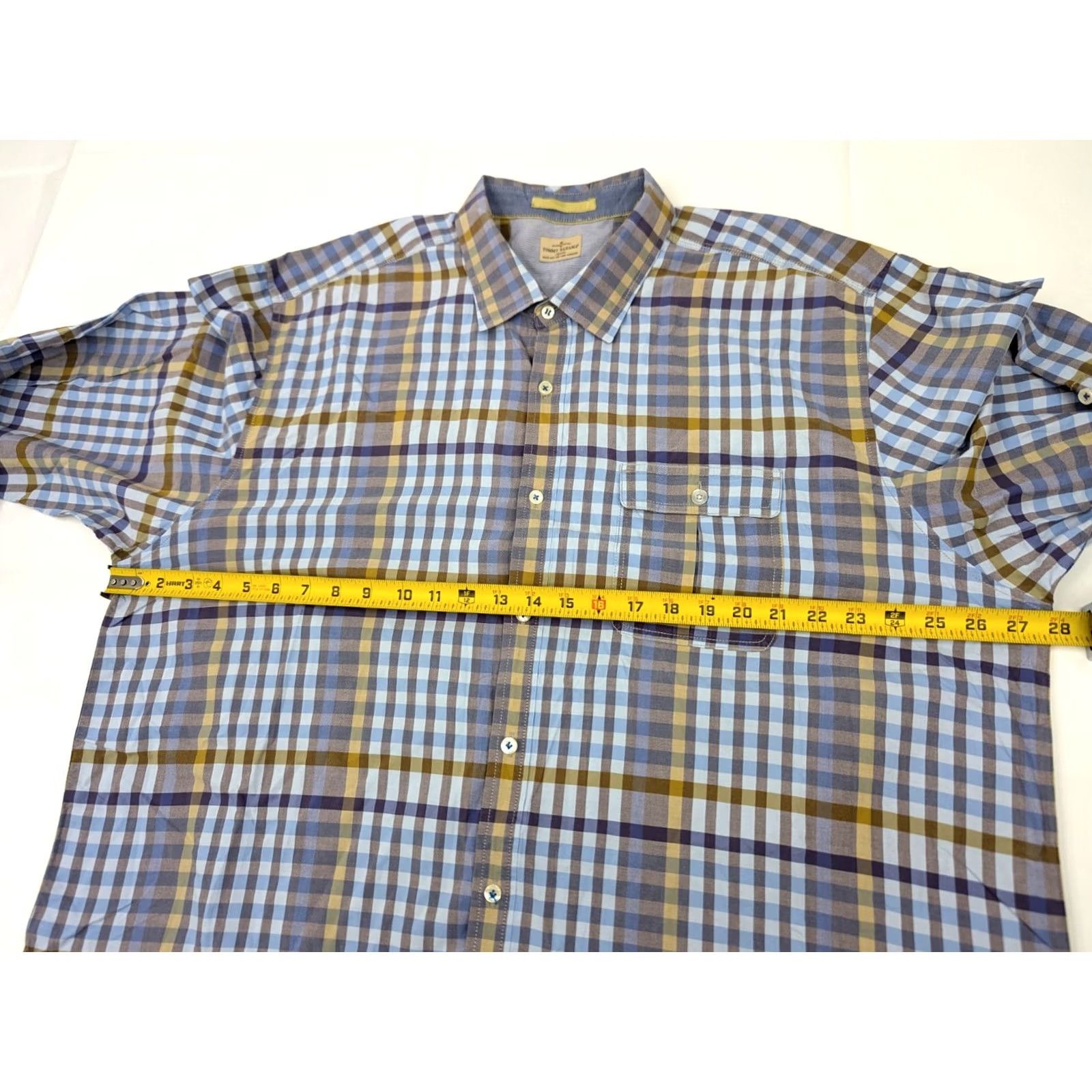 Tommy Bahama Tommy Bahama Button-Up Shirt Plaid Long Sleeve 2XL Men Blue Yellow Cotton Nylon Spandex Island Zone Size US XXL / EU 58 / 5 - 5 Thumbnail