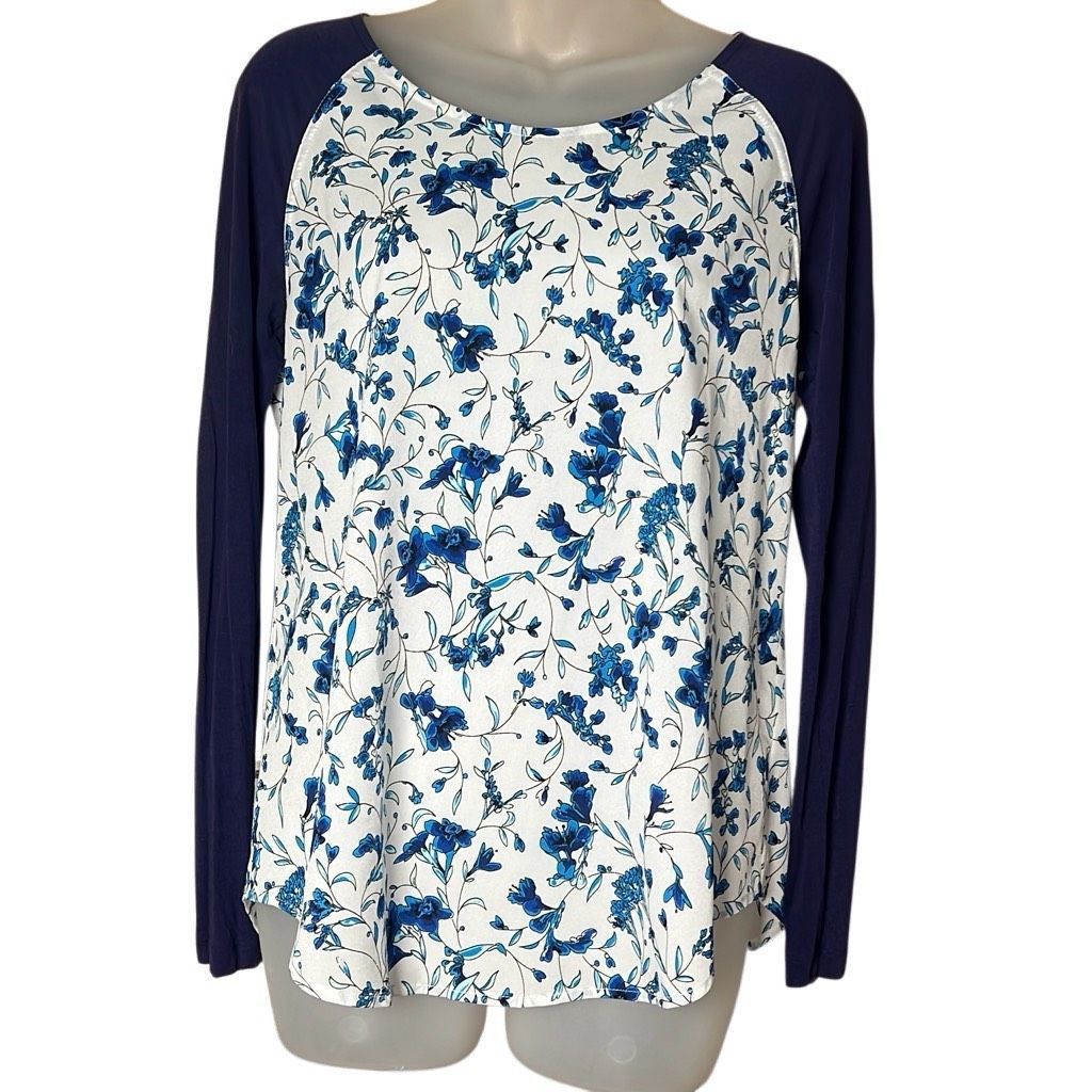 French Connection New French Connection Blue Floral Raglan Sleeve Blouse Size Size S / US 4 / IT 40 - 1 Thumbnail