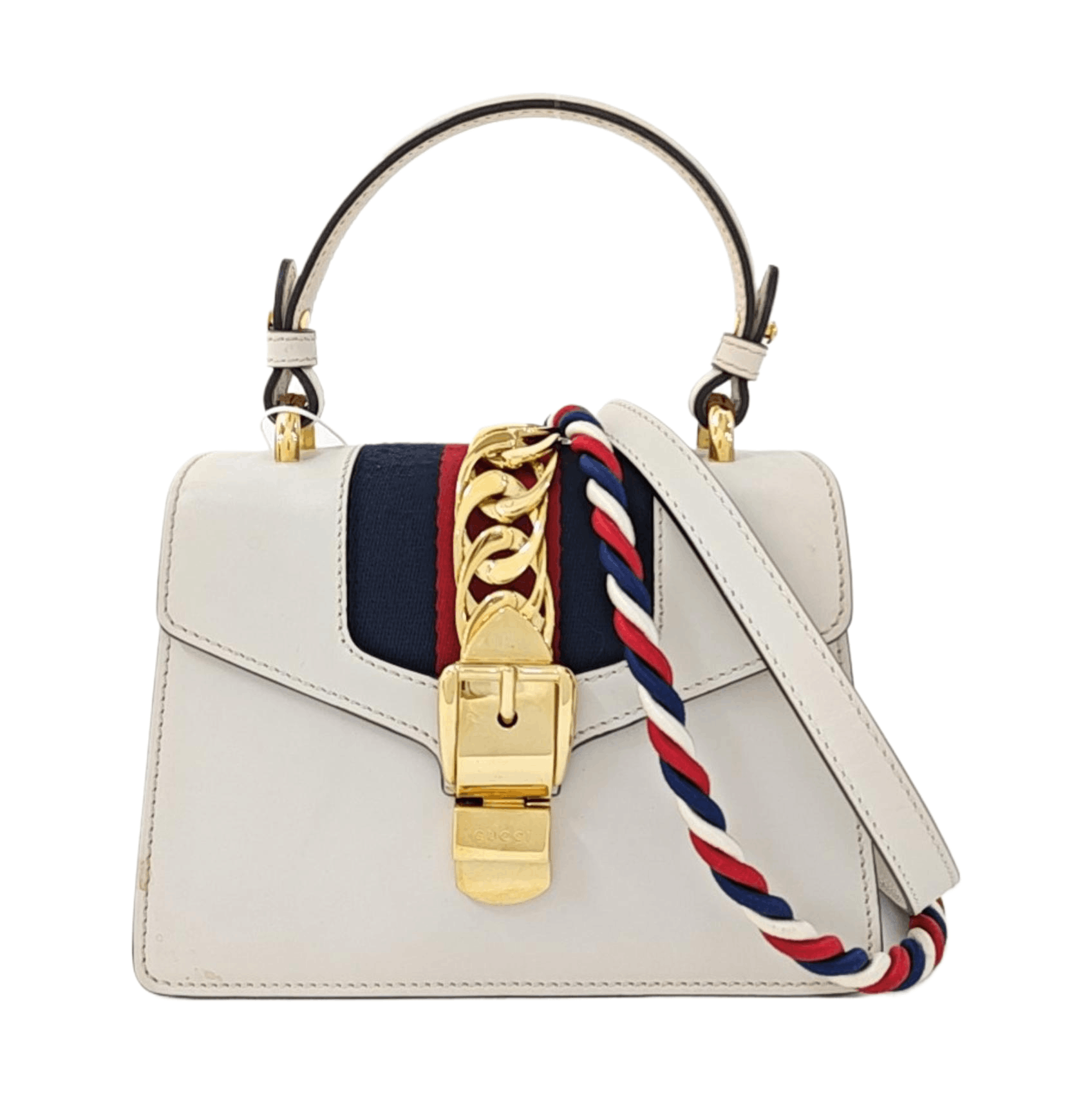 Gucci Gucci Sylvie Mini White Leather Handle Bag Size ONE SIZE - 1 Thumbnail