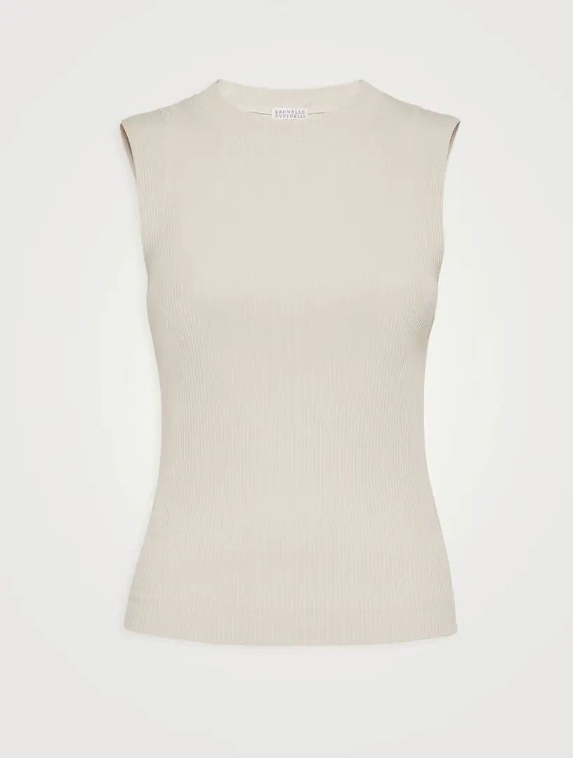 Brunello Cucinelli o1w1db10825 Tank Top in Open Grey Size L / US 10 / IT 46 - 1 Thumbnail