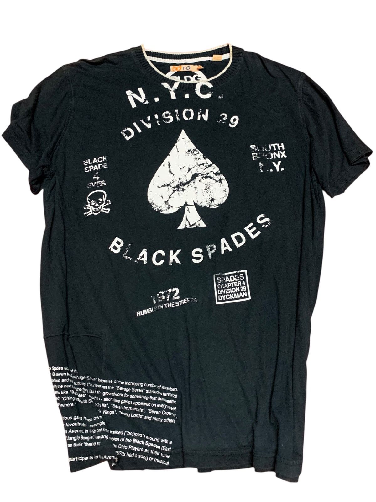 Japanese Brand Black Spade Tshirt NYC Division 29 Vintage 1972 Size US XXL / EU 58 / 5 - 13 Thumbnail