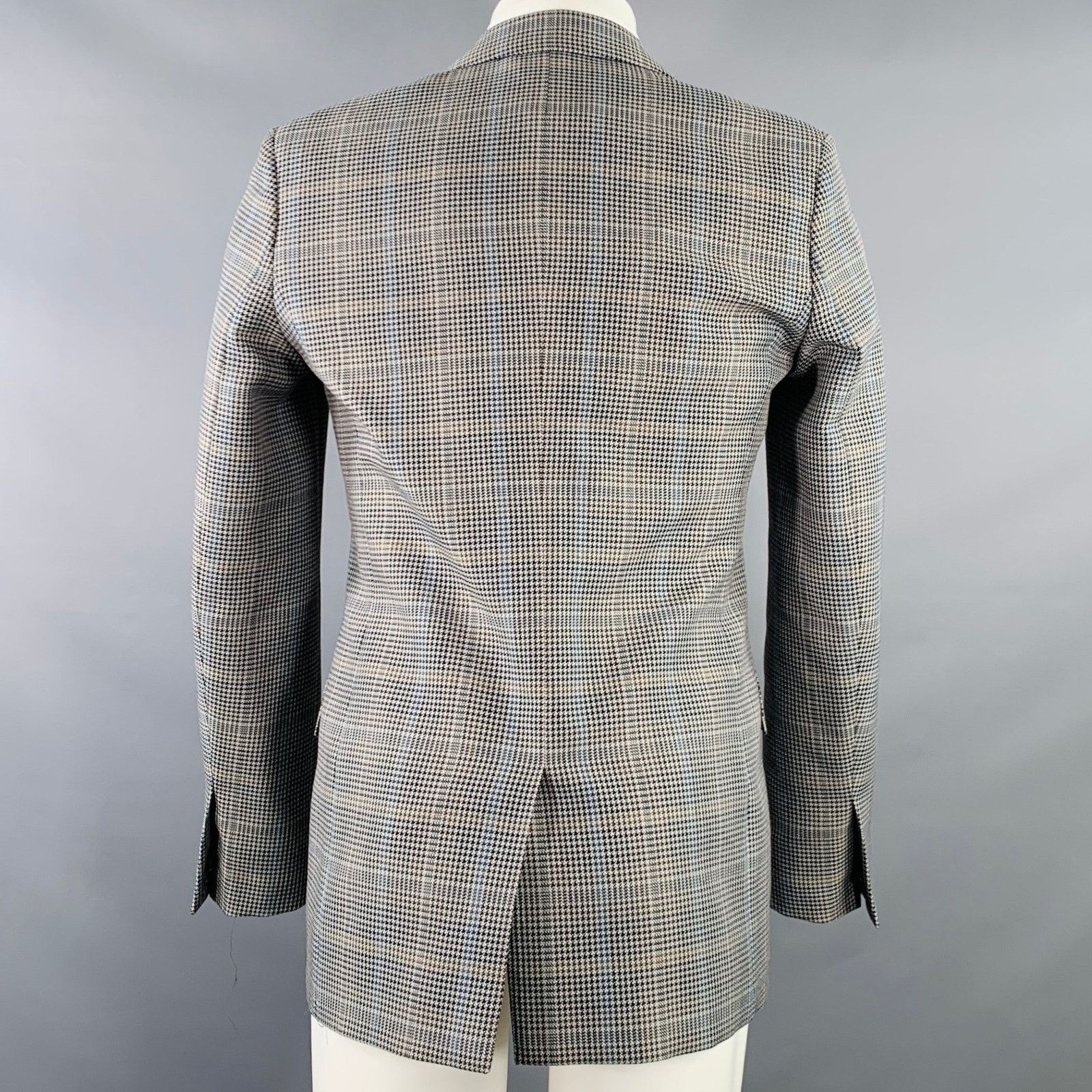 Givenchy Grey Black Purple Plaid Contrast Trim Wool Blend Sport Coat Size 38R - 4 Thumbnail