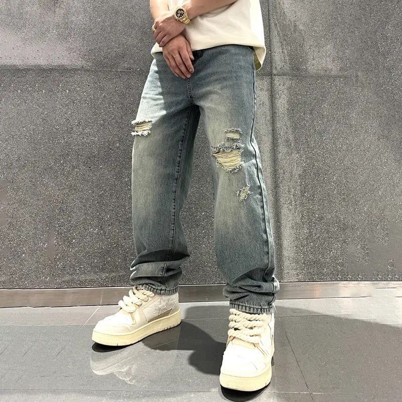 Japanese Brand × Vintage Torn Jeans High Quaity Broken Holes Male Pants Size US 29 - 2 Thumbnail