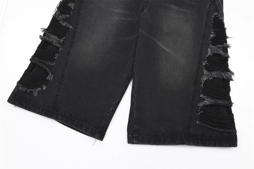 Japanese Brand × Jean Black loose straight high street patch ripped denim shorts Size US 32 / EU 48 - 5 Thumbnail