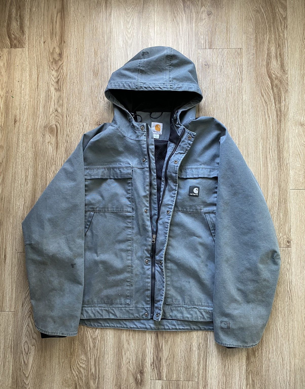 image of Carhartt Hooded Work Jacket in Grey, Men's (Size XL)