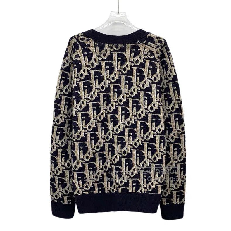Dior Dior Colour block logo jacquard full-print wool V-neck sin Size US XL / EU 56 / 4 - 2 Thumbnail