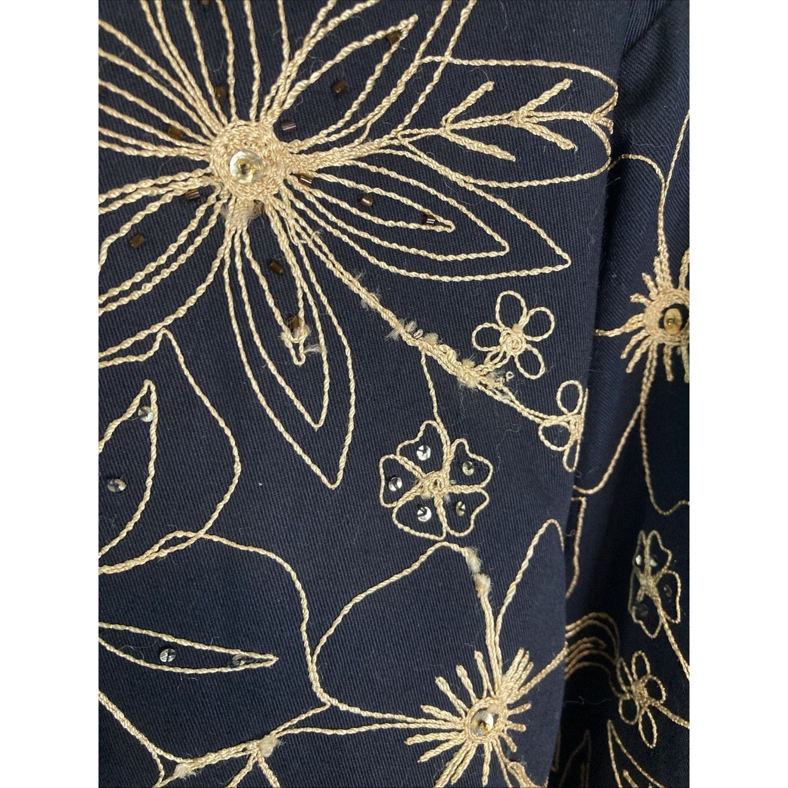 Other Vintage Jacket M Embroidered Button Up Black Gold Floral Size M / US 6-8 / IT 42-44 - 11 Thumbnail
