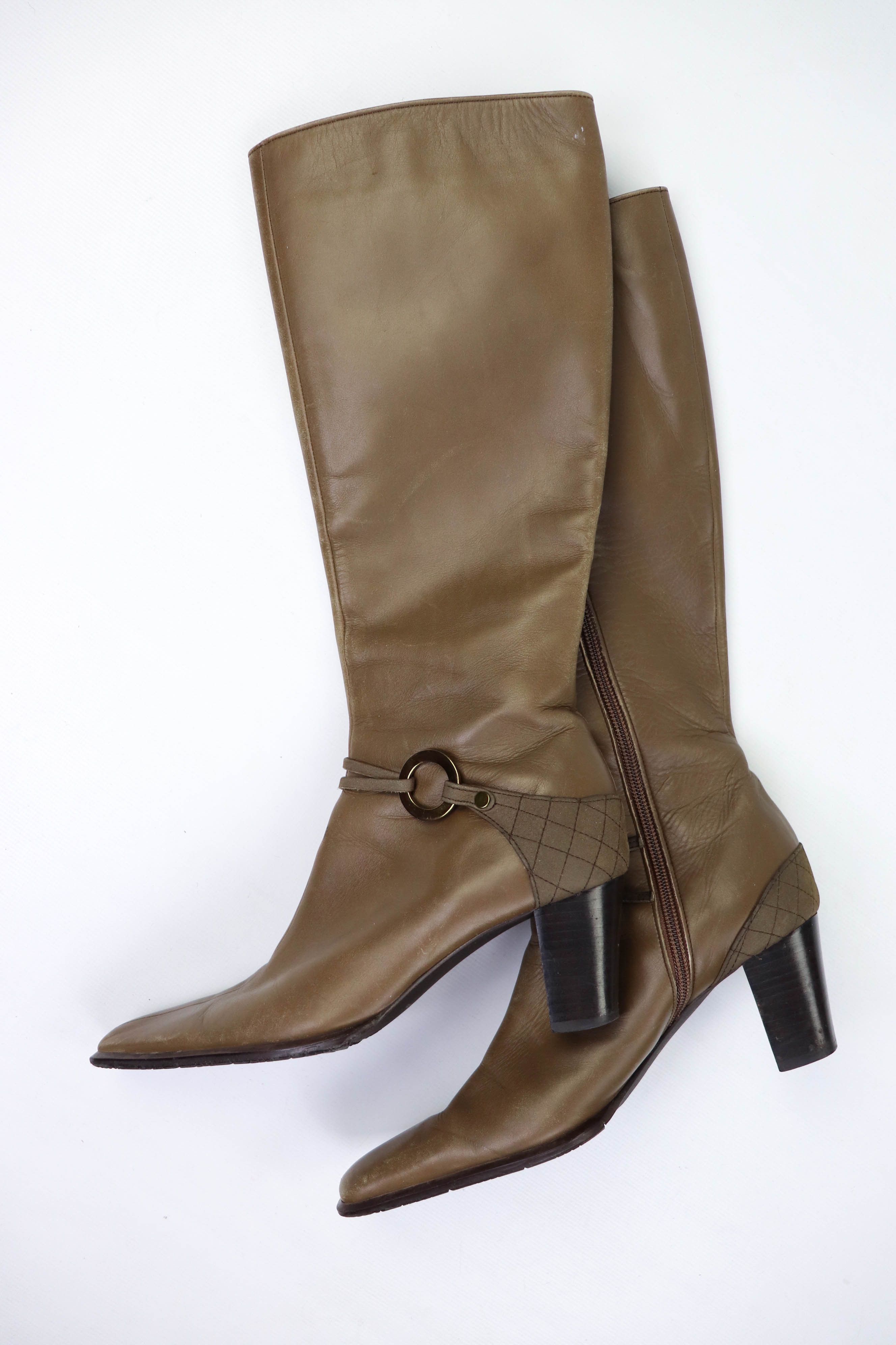 Japanese Brand Vintage iCB Made in Japan Tan Leather Pointed Toe Boots Size US 5 / IT 35 - 7 Thumbnail