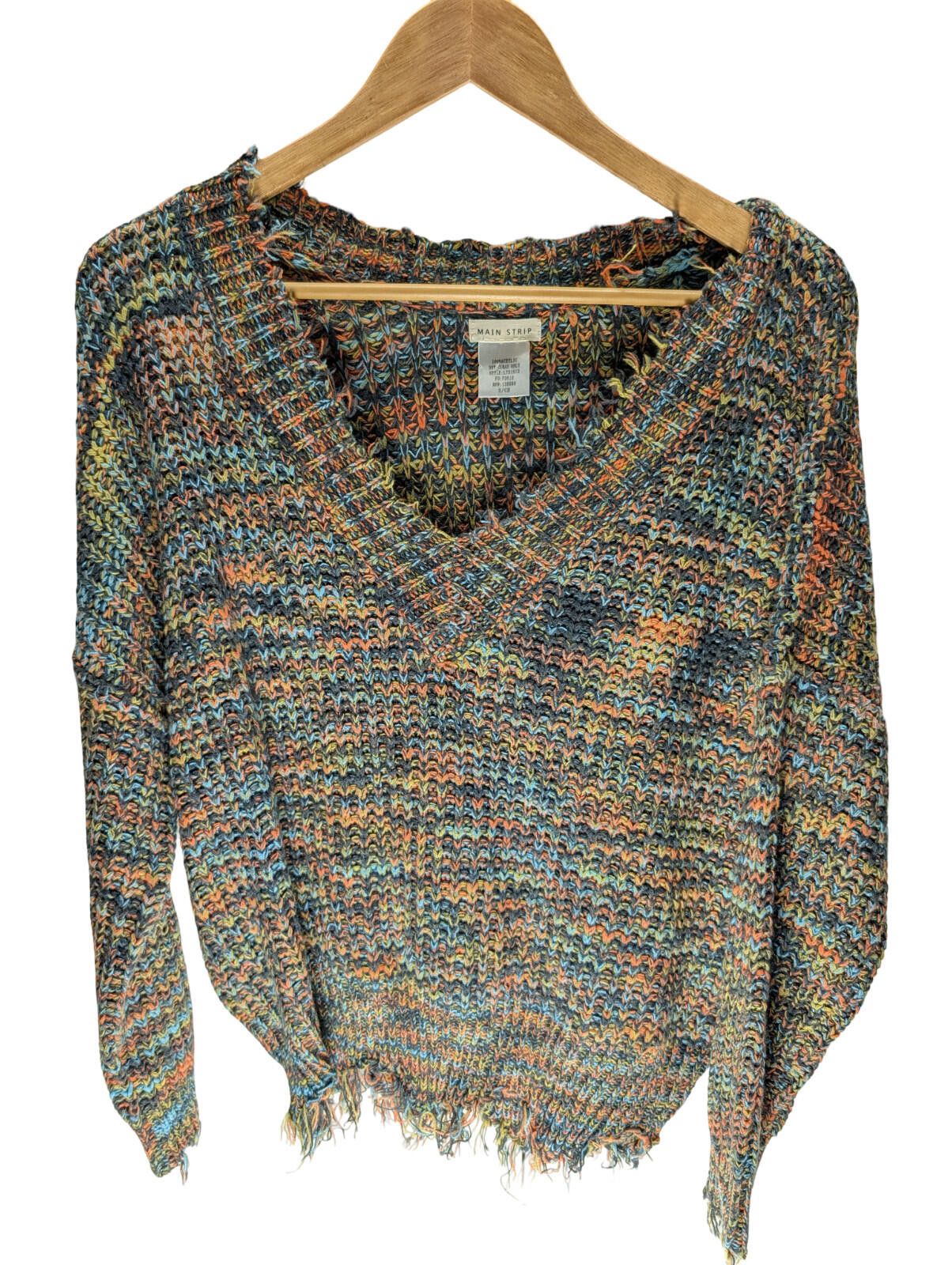 Other Main Strip Multicolor Chunky Knit Sweater Small Distressed Size S / US 4 / IT 40 - 1 Thumbnail