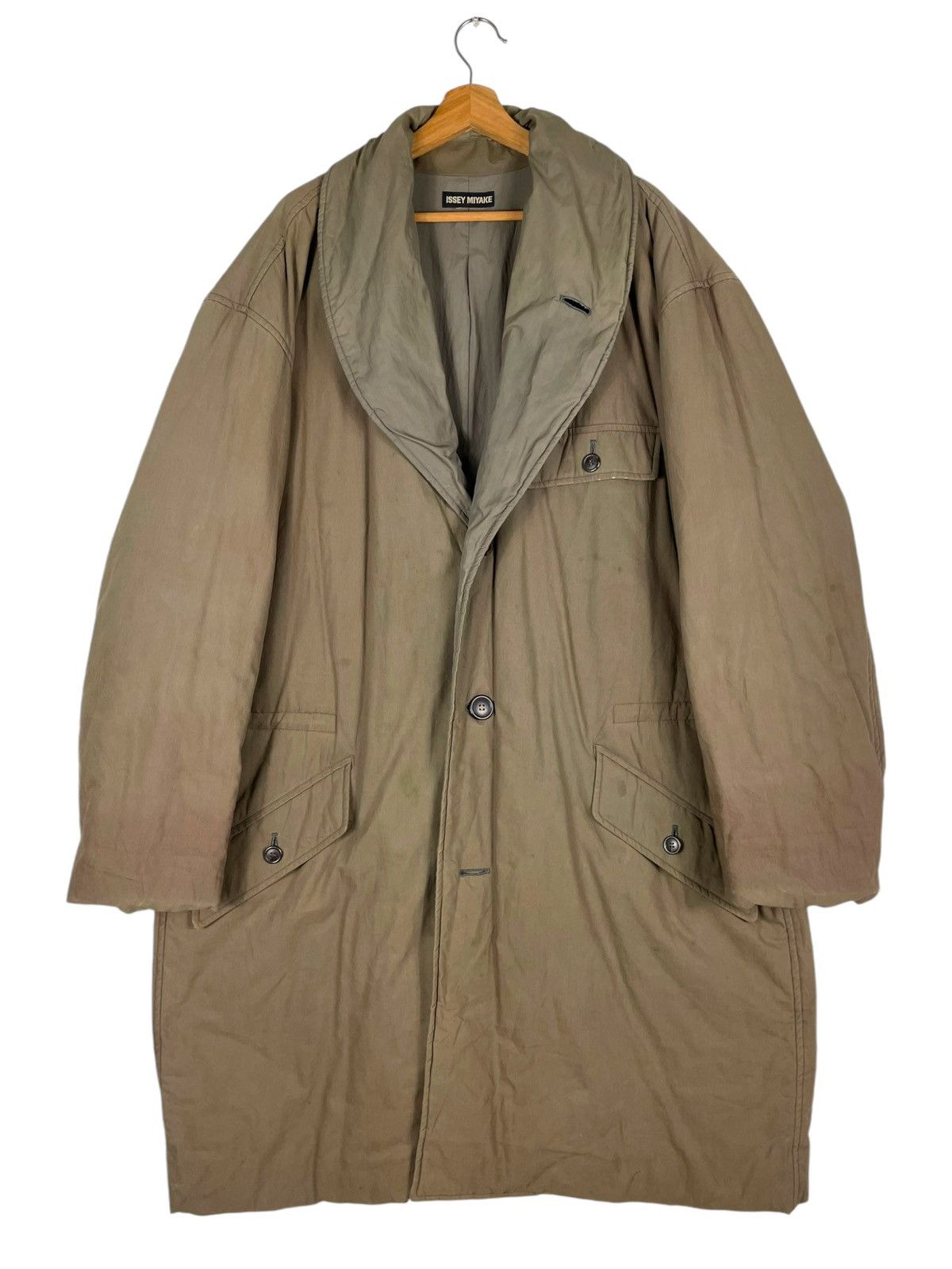 Issey Miyake × Vintage 💥 80s BOXY COAT ISSEY MIYAKE BUTTON LONG JACKET Size US XL / EU 56 / 4 - 5 Thumbnail