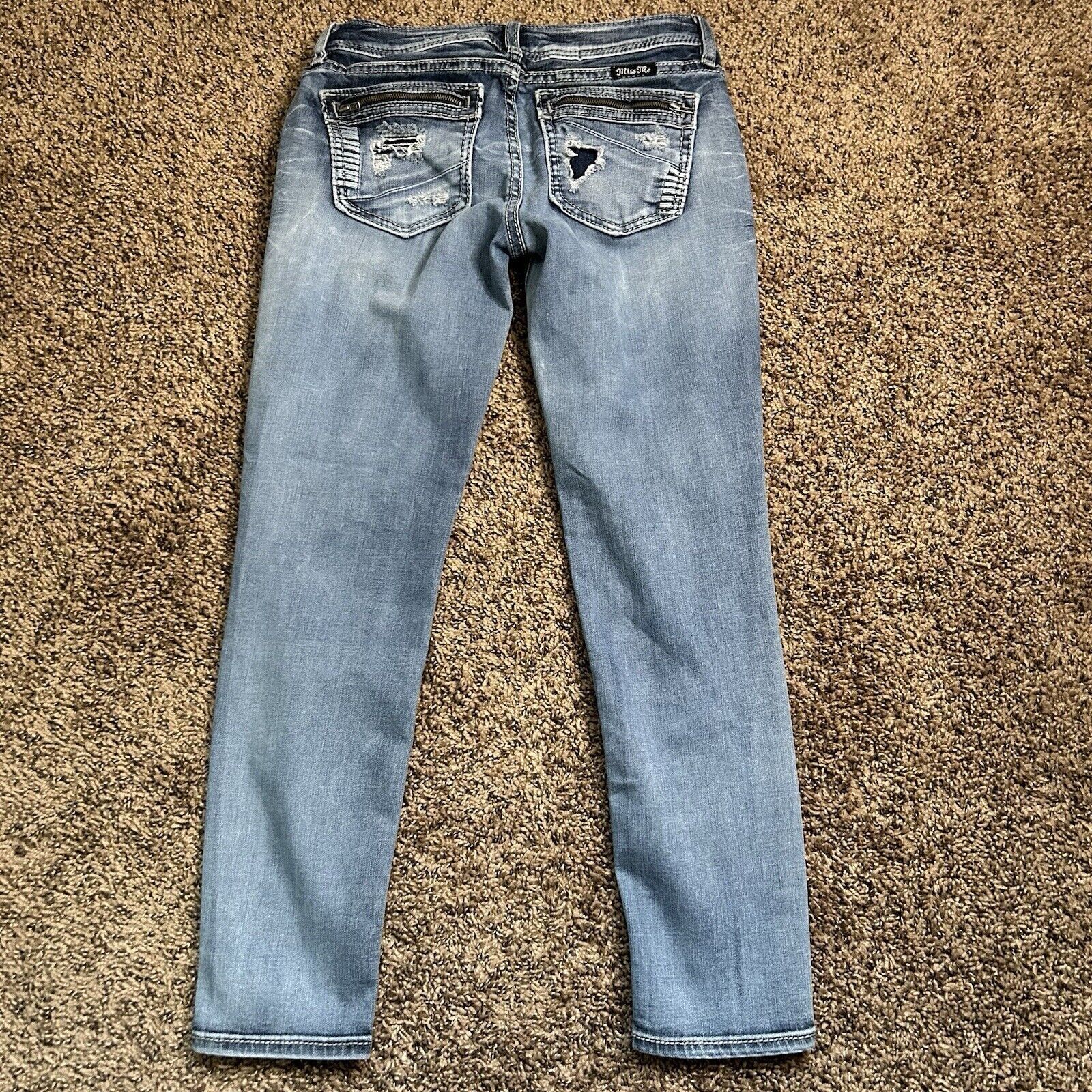 Miss Me Miss Me Ankle Skinny Low Rise Jeans Distressed Sz 27 Size 27" / US 4 / IT 40 - 8 Thumbnail
