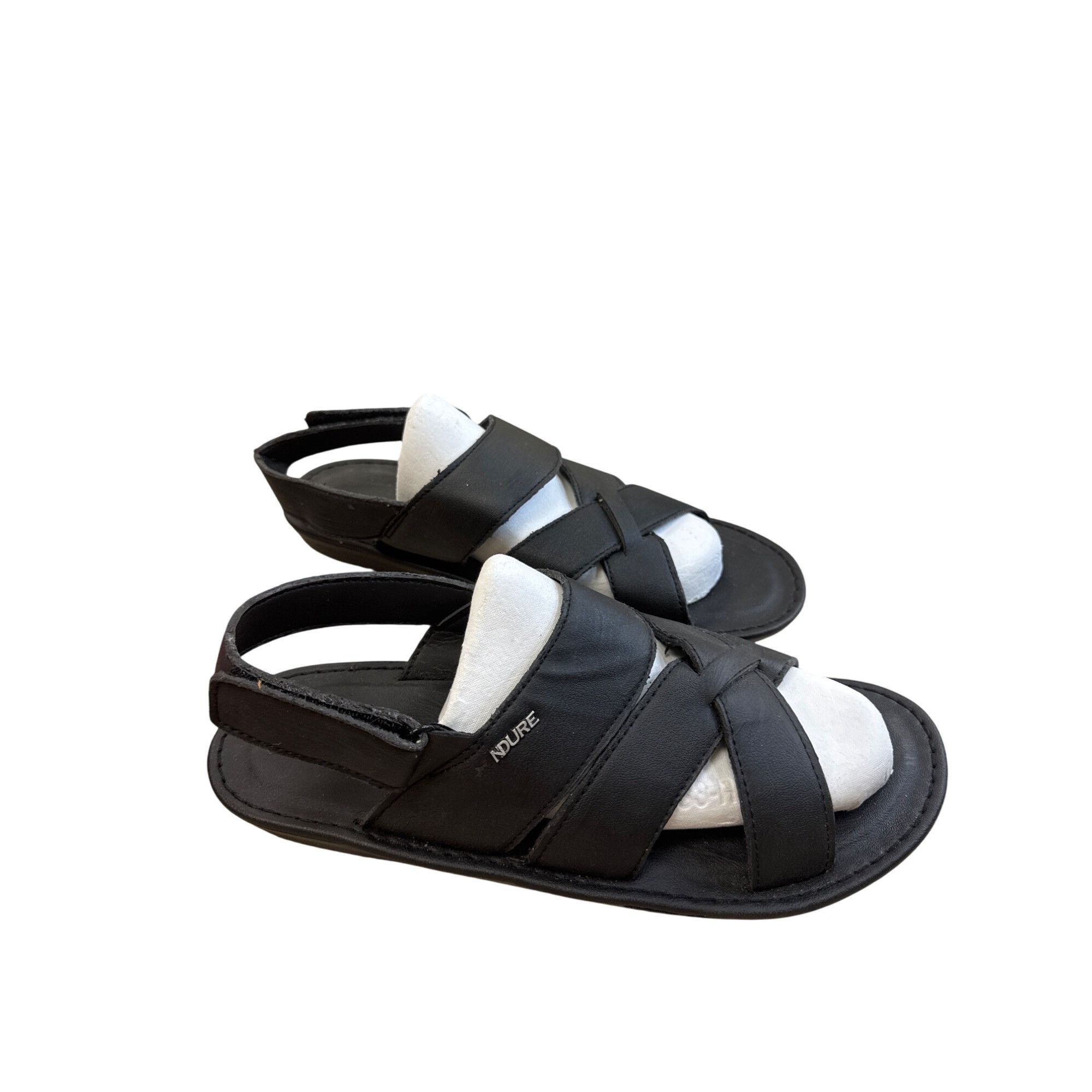 Other NDure Mens Black Leather Strap Sandals Size 11.5 SKU 8302 Size US 11.5 / EU 44-45 - 4 Thumbnail