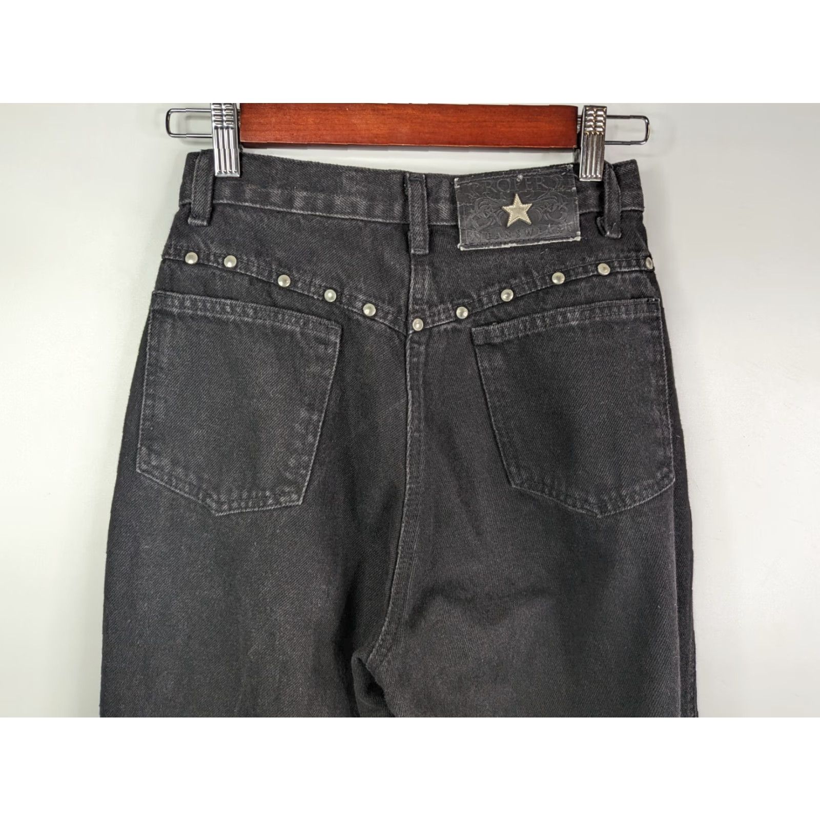 Roper VINTAGE Roper Jeans Women 5/6 Black Studded High Rise Raw Hem Y2K Western Cowgirl Rider Style Mom Size 27" / US 4 / IT 40 - 5 Thumbnail