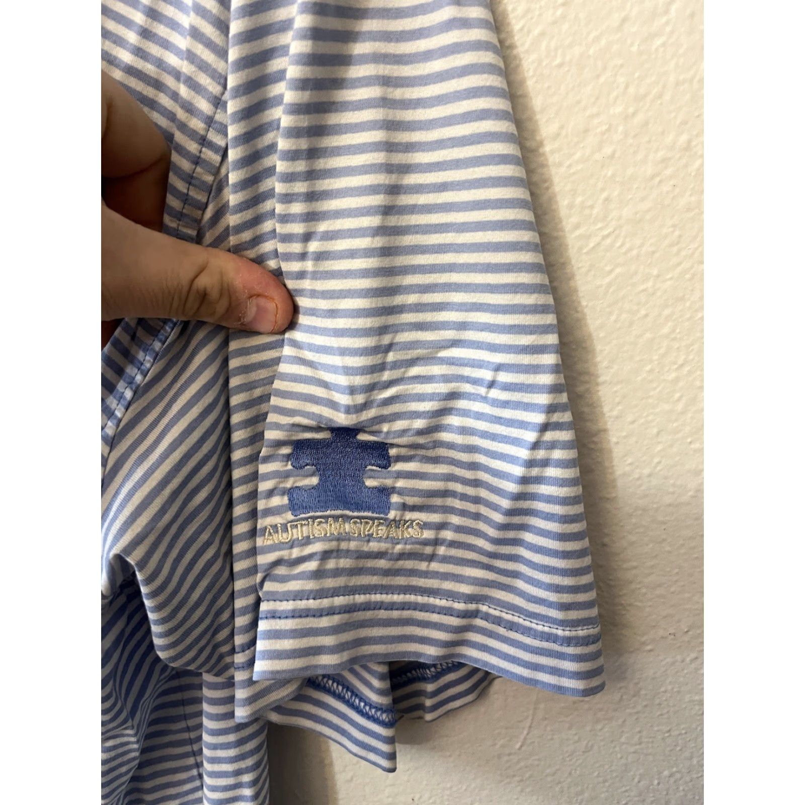 Peter Millar VINTAGE Peter Millar Crown Crafted Polo Men XL Blue Striped Autism Speaks Embroidery Golf Classic Sports Size US XL / EU 56 / 4 - 5 Thumbnail