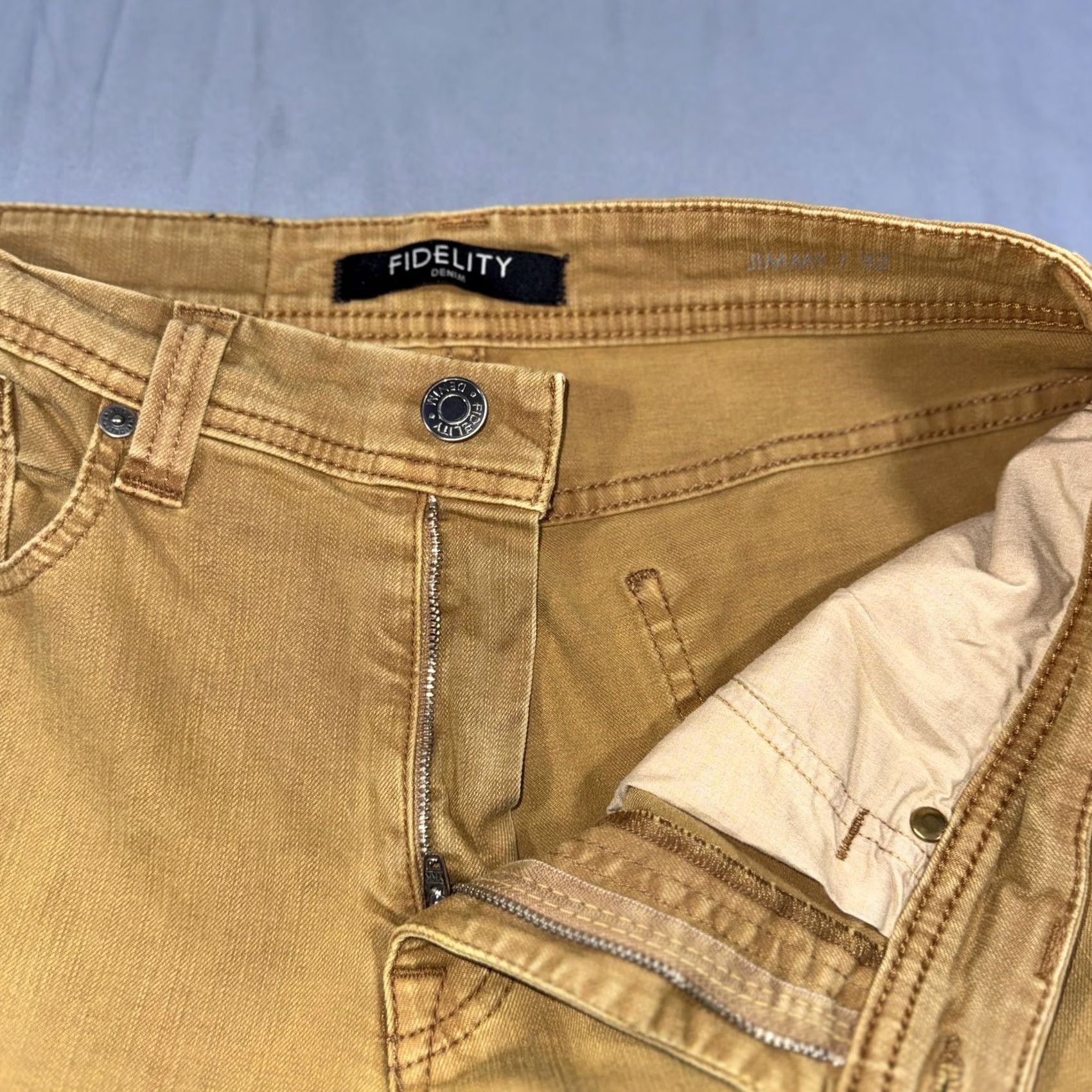 Vintage Fidelity Jeans Mens 32x31 Mustard Yellow Straight Jeans 5-Pocket Denim Casual Pants Size US 32 / EU 48 - 4 Thumbnail