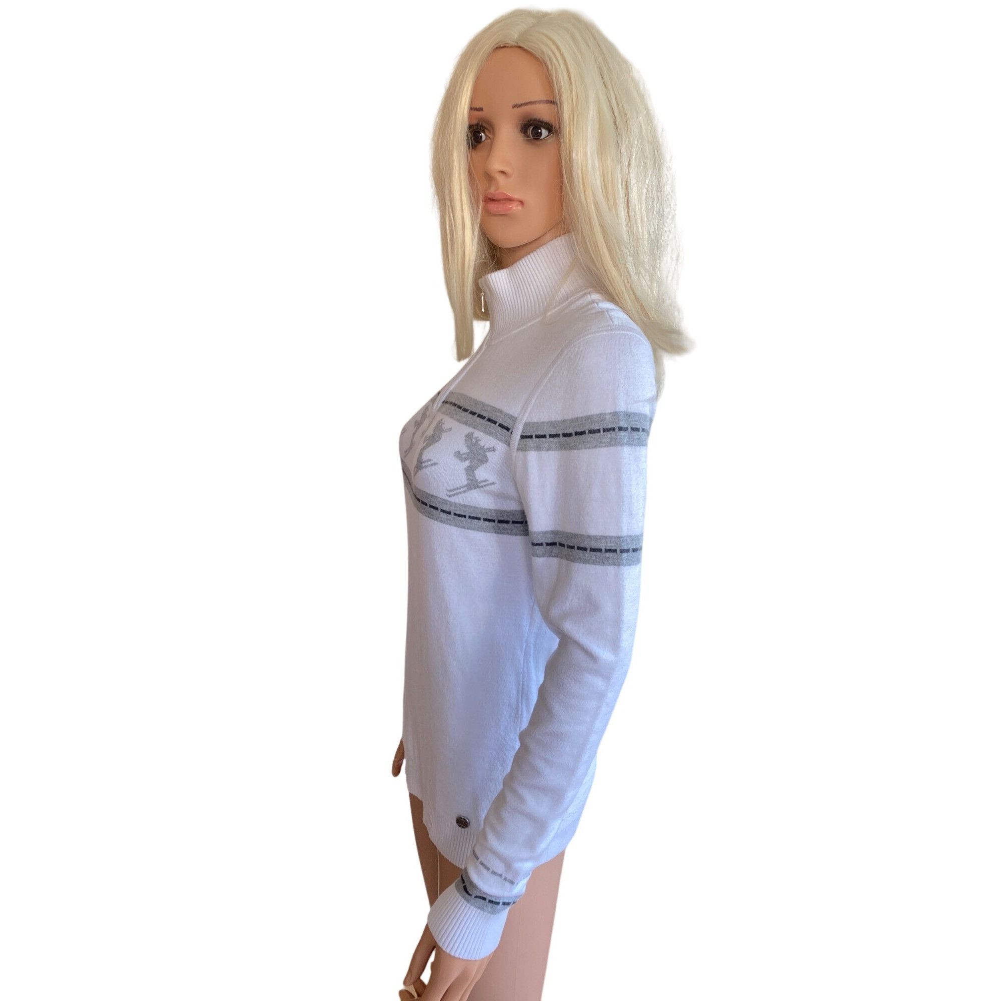 Designer Nils Skier 2 Knit Sweater Women's Large White Gray Nordic Ap Size L / US 10 / IT 46 - 5 Thumbnail
