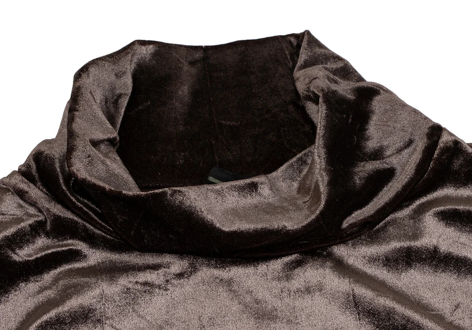 Jean Paul Gaultier Glossy Velvet High Neck Top in Dark Brown, Size 48 Size US M / EU 48-50 / 2 - 3 Thumbnail