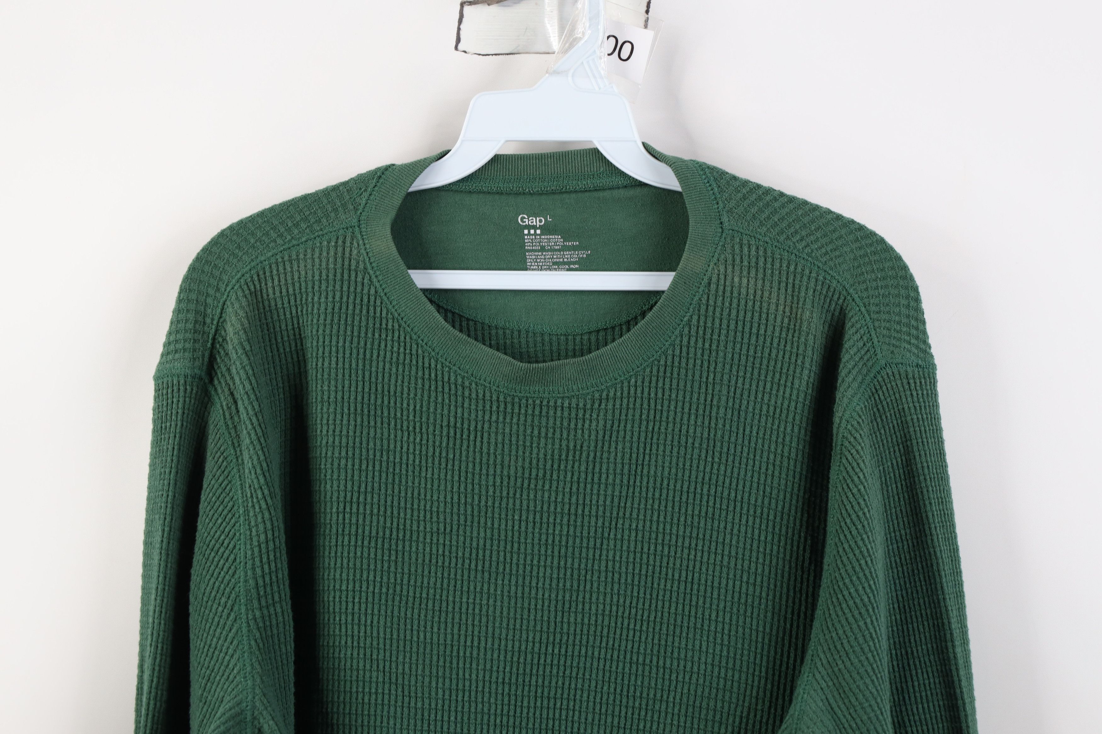 Gap Vintage Y2K Gap Waffle Knit Long Sleeve T-Shirt Green Size US L / EU 52-54 / 3 - 2 Thumbnail