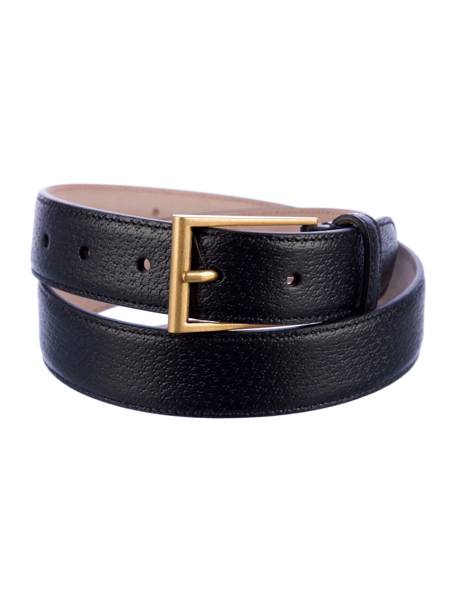 Gucci Gucci Grained Black Leather Brass Buckle Belt BNWT 90-36 Size 32 - 1 Thumbnail