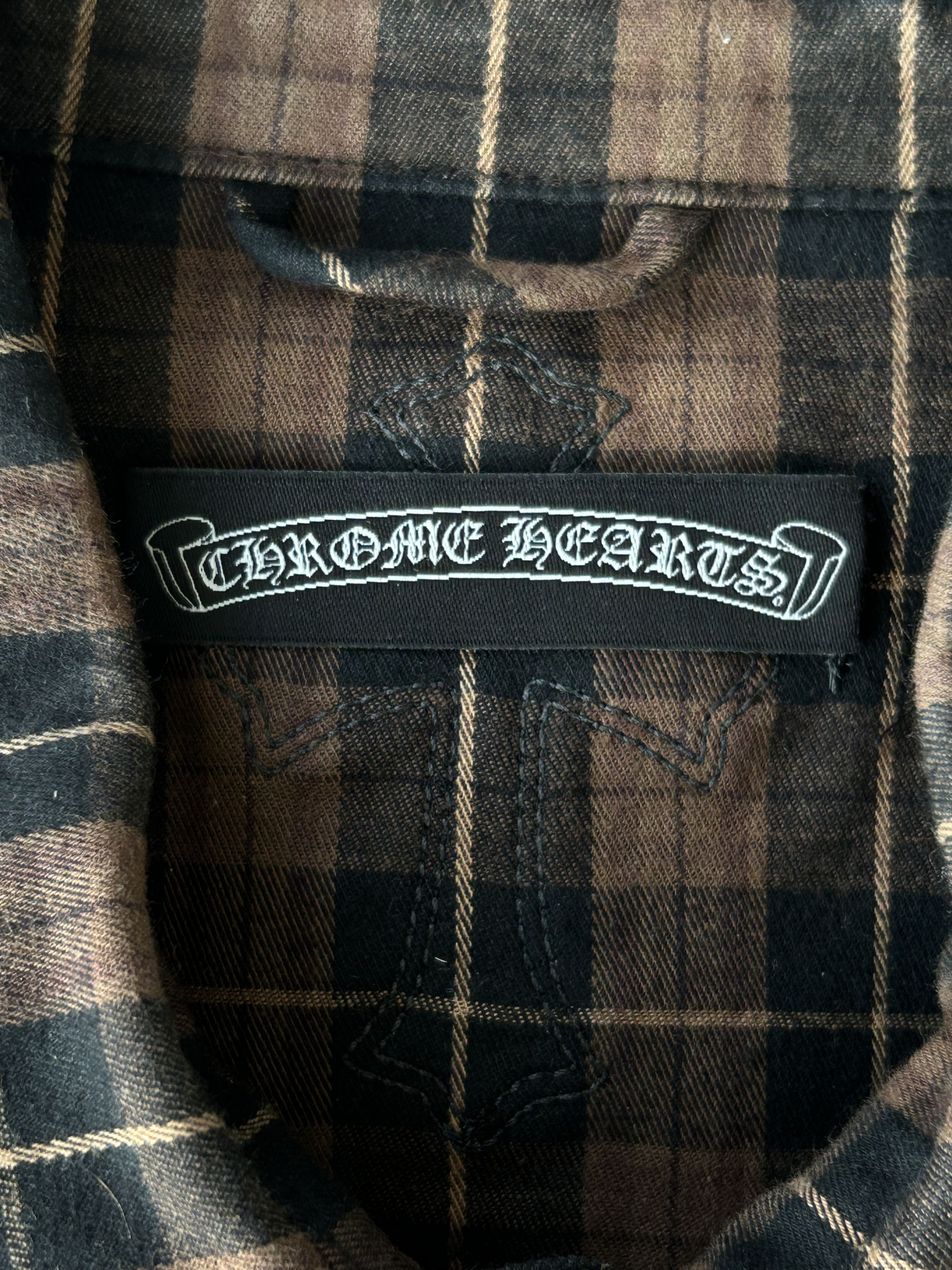 Chrome Hearts Chrome Hearts Brown & Black Leather Cross Patch Flannel Size US S / EU 44-46 / 1 - 3 Thumbnail