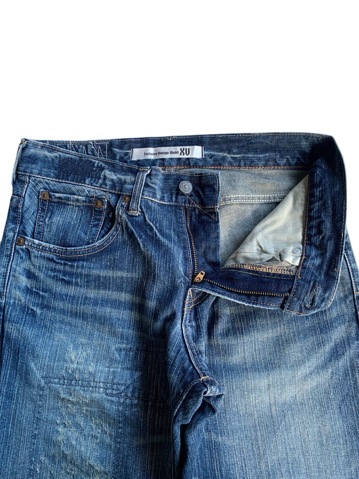 FLARE💥EDWIN XVS JAPANESE PUNK STYLE FADED DISTRESSED DENIM☠️