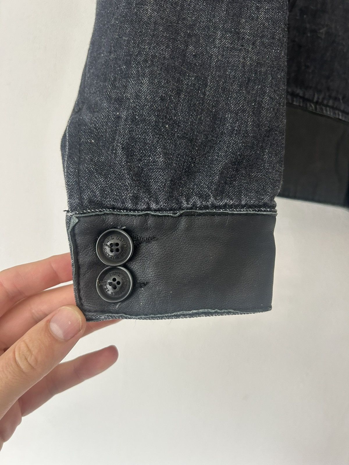 Jean Paul Gaultier Double-Breasted Denim Jacket with Leather Trim Size US M / EU 48-50 / 2 - 5 Thumbnail