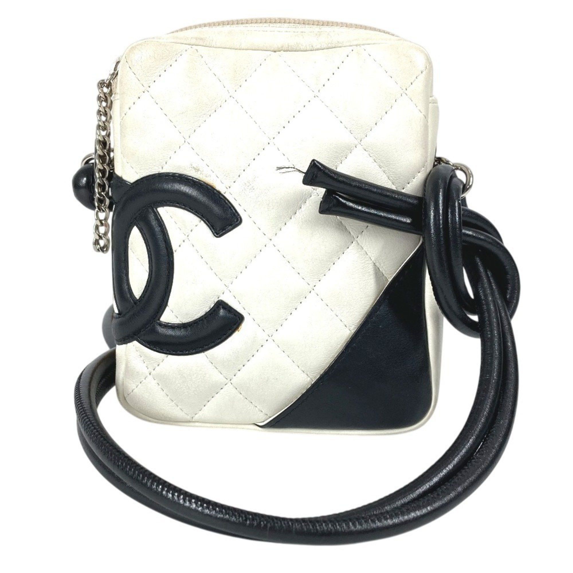 CHANEL A25177 Cambon CC Coco Mark Mini Small Crossbody Pochette Shoulder Bag in White Leather