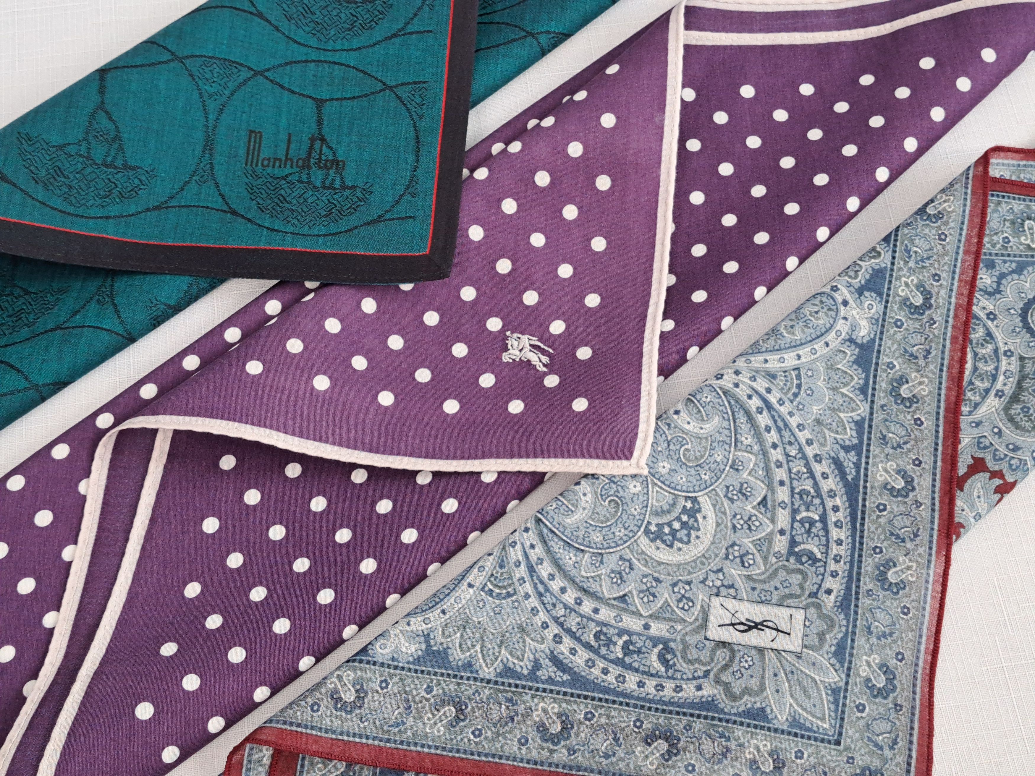 Yves Saint Laurent YSL Burberry Manhattan cotton handkerchief/pocket square. Size ONE SIZE - 6 Thumbnail