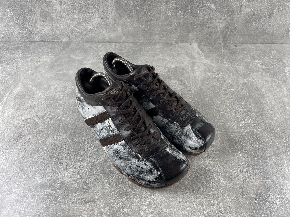 Diesel Diesel Vintage 00s Distressed Leather Sneakers White Brown Size US 11 / EU 44 - 3 Thumbnail