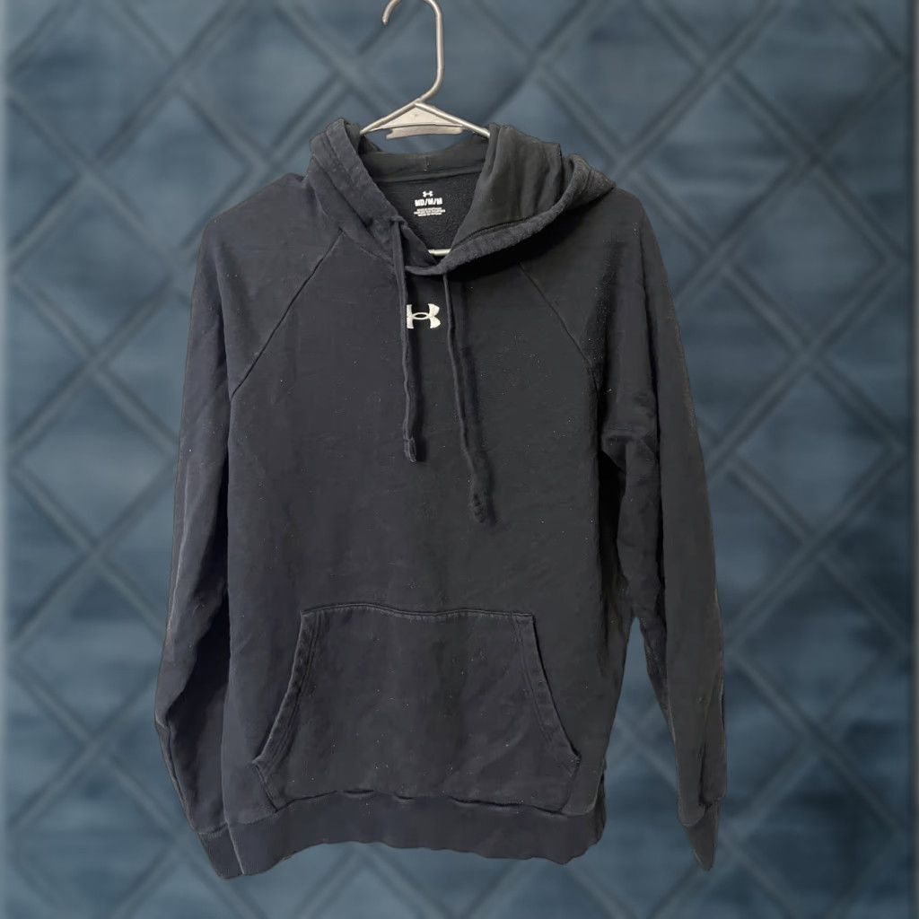 Under Armour Under Armour Hoodie Mens Size Medium Black Logo Fleece Pullover Sweatshirt Crew Neck Distressed Regular Fit Size US M / EU 48-50 / 2 - 1 Thumbnail