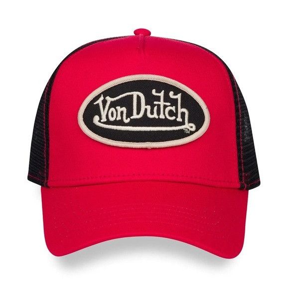 Designer × Von Dutch NWT VON DUTCH RED, OFF-WHITE & BLACK TRUCKER HAT Size ONE SIZE - 1 Thumbnail