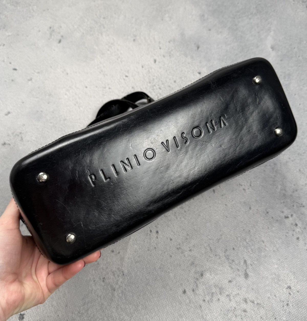 Other Plinio Visona Black Italian Leather Mini Boston Satchel Bag Size ONE SIZE - 2 Thumbnail