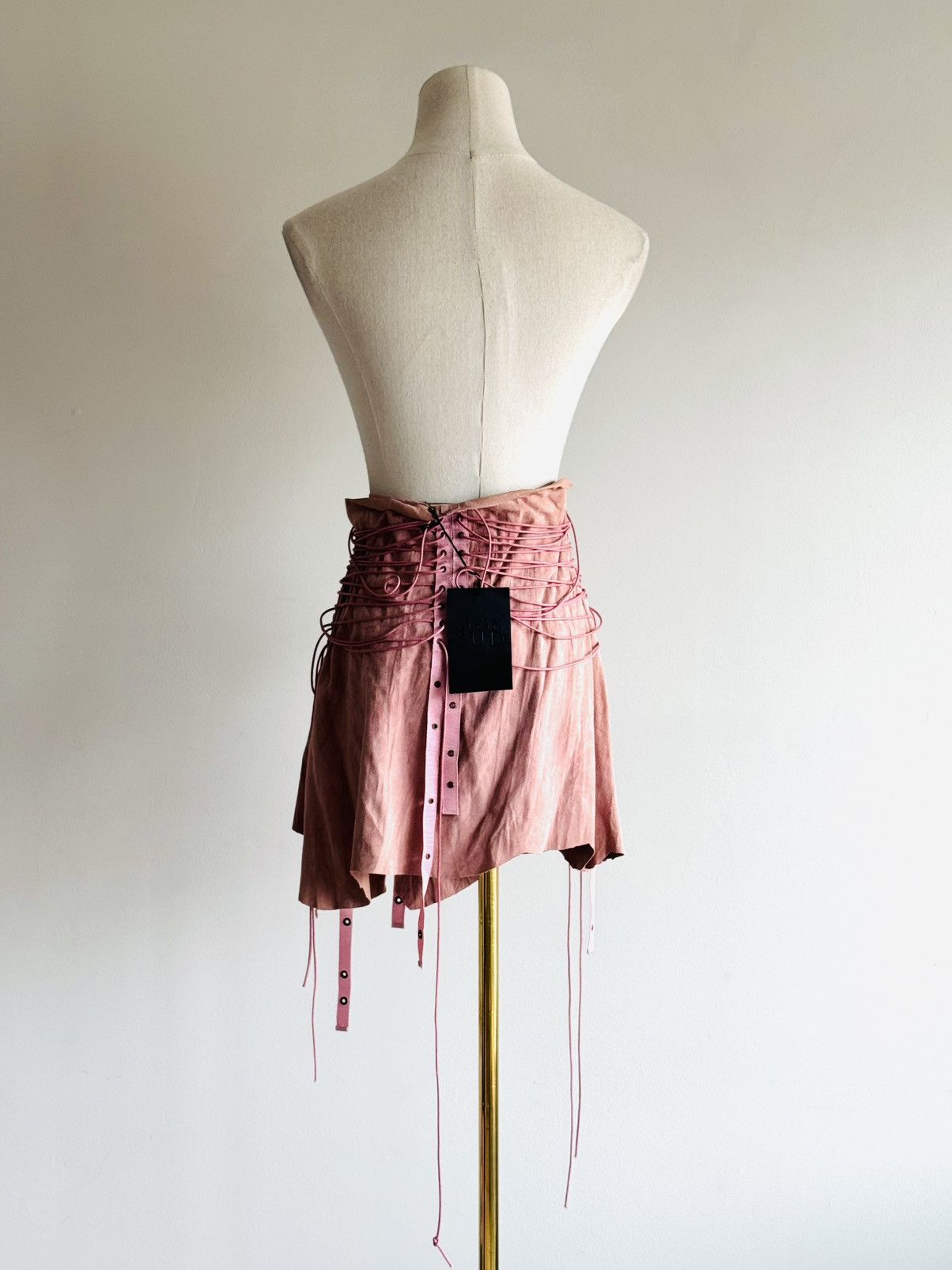 plein sud Vintage Plein Sud pink suede laced bondage skirt S/S 2003 Size 28" / US 6 / IT 42 - 9 Thumbnail