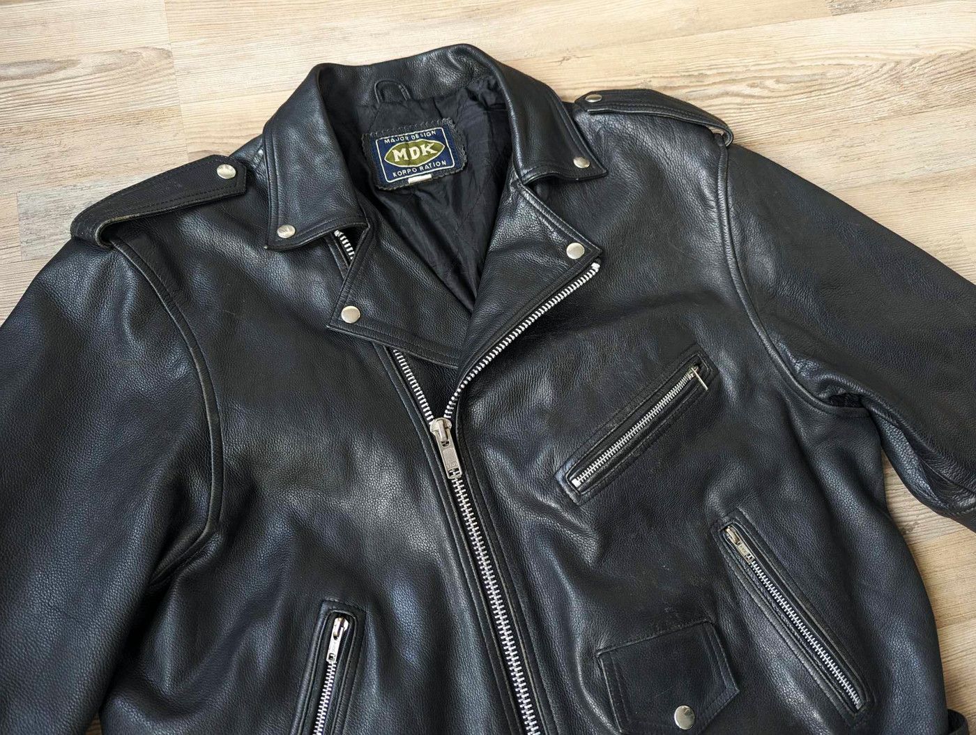 Vintage Vintage MDK Black Real Leather Biker Jacket Perfecto Punk Size US L / EU 52-54 / 3 - 2 Thumbnail