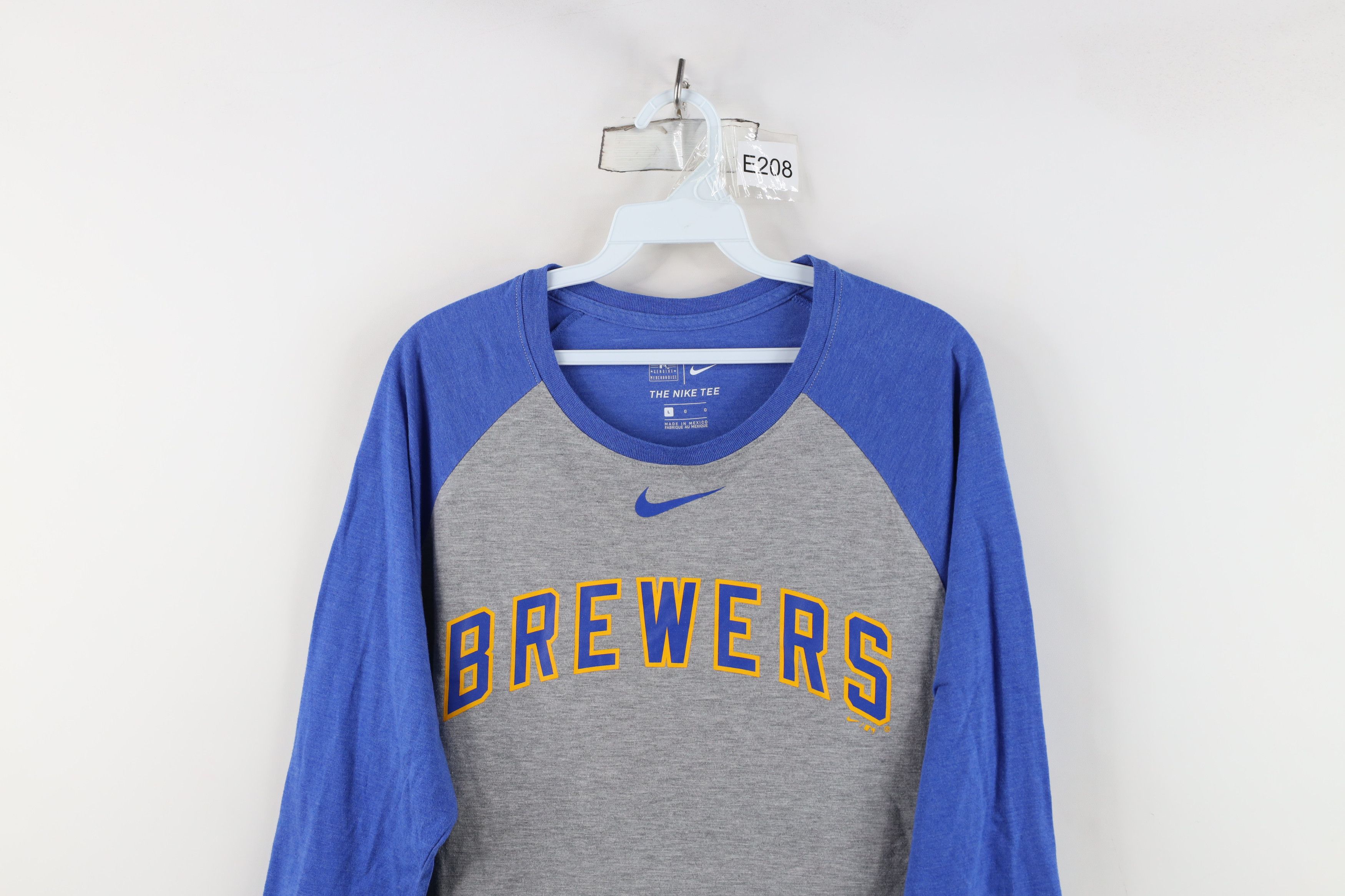 Nike Nike Milwaukee Brewers Baseball 3/4 Sleeve Raglan T-Shirt Size US L / EU 52-54 / 3 - 2 Thumbnail