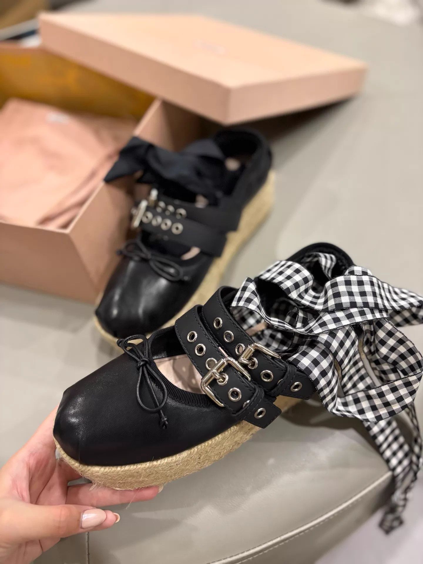 Miu Miu Miu Miu Black Leather Ballet Strap Platform Shoes 39 Size US 8.5 / IT 38.5 - 1 Thumbnail
