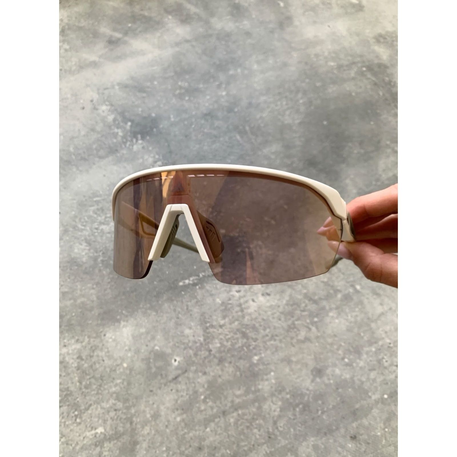 Adidas ADIDAS ANEMOS SPORT SHIELD SUNGLASSES 144 mm Unisex Adults White Brown Lens 144 mm 120 mm 144 mm Size ONE SIZE - 4 Thumbnail