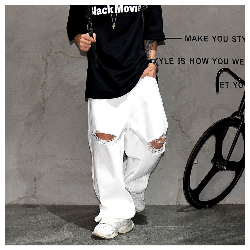 Jean × Vintage Ripped Baggy Jeans Skate Size US 33 - 2 Thumbnail