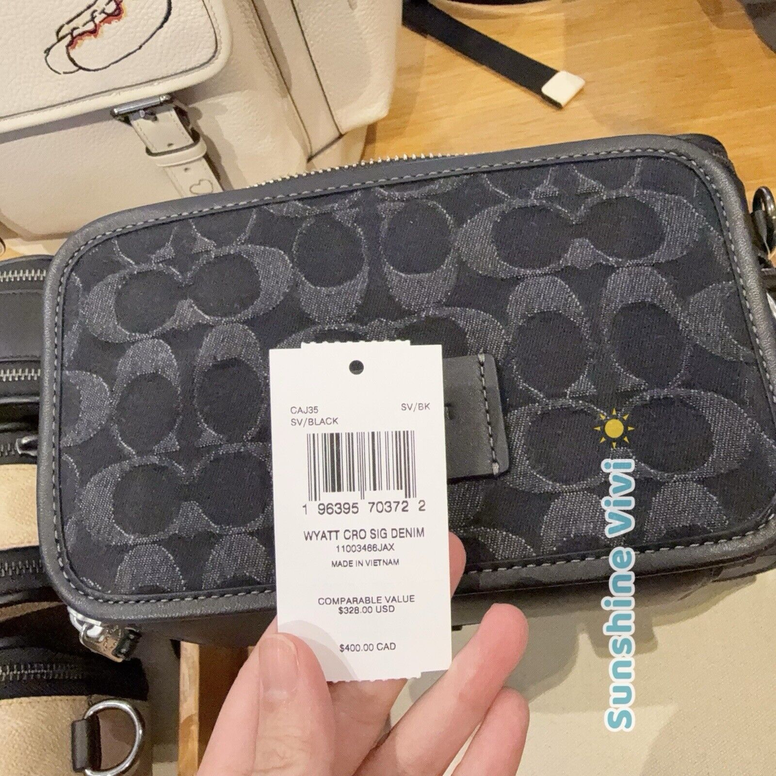 Coach NWT COACH Wyatt Crossbody Bag Signature Denim Black CAJ35 Size ONE SIZE - 4 Thumbnail
