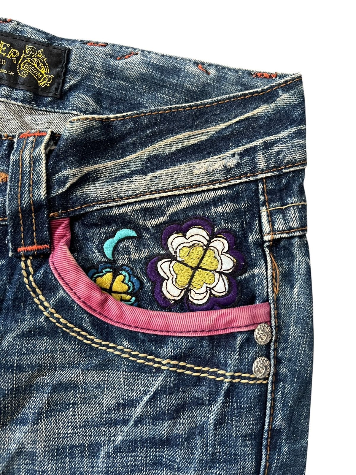 Japanese Brand Y2K Red Pepper Embroidery Flare Denim Size US 29 - 10 Thumbnail