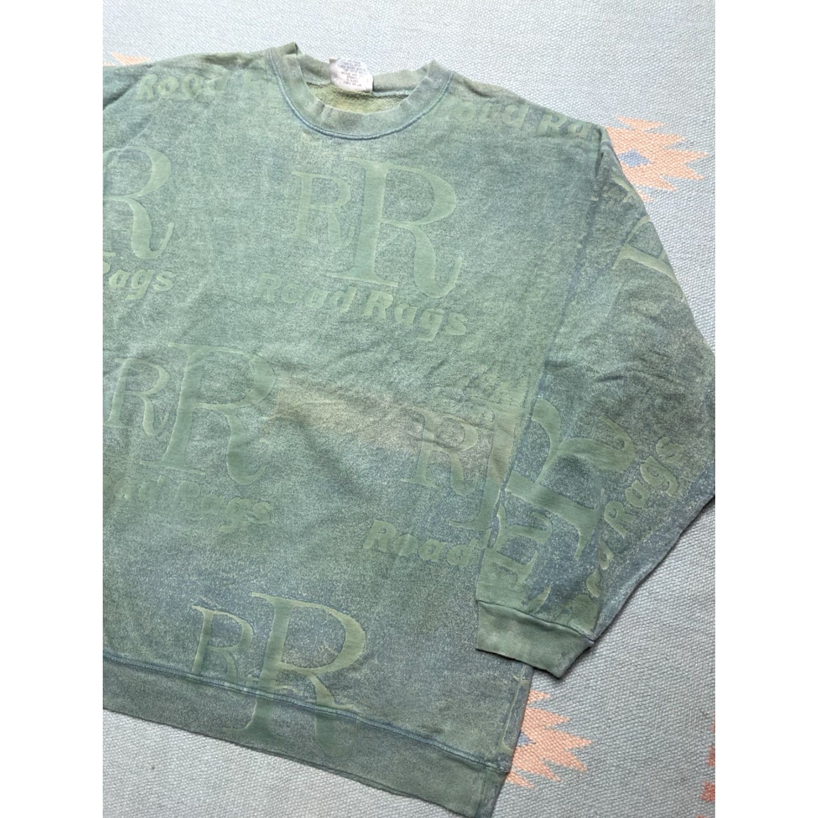 Gloverall VINTAGE 90s Road Rags Sweatshirt Crewneck Cotton USA Made Large Green Size US L / EU 52-54 / 3 - 2 Thumbnail