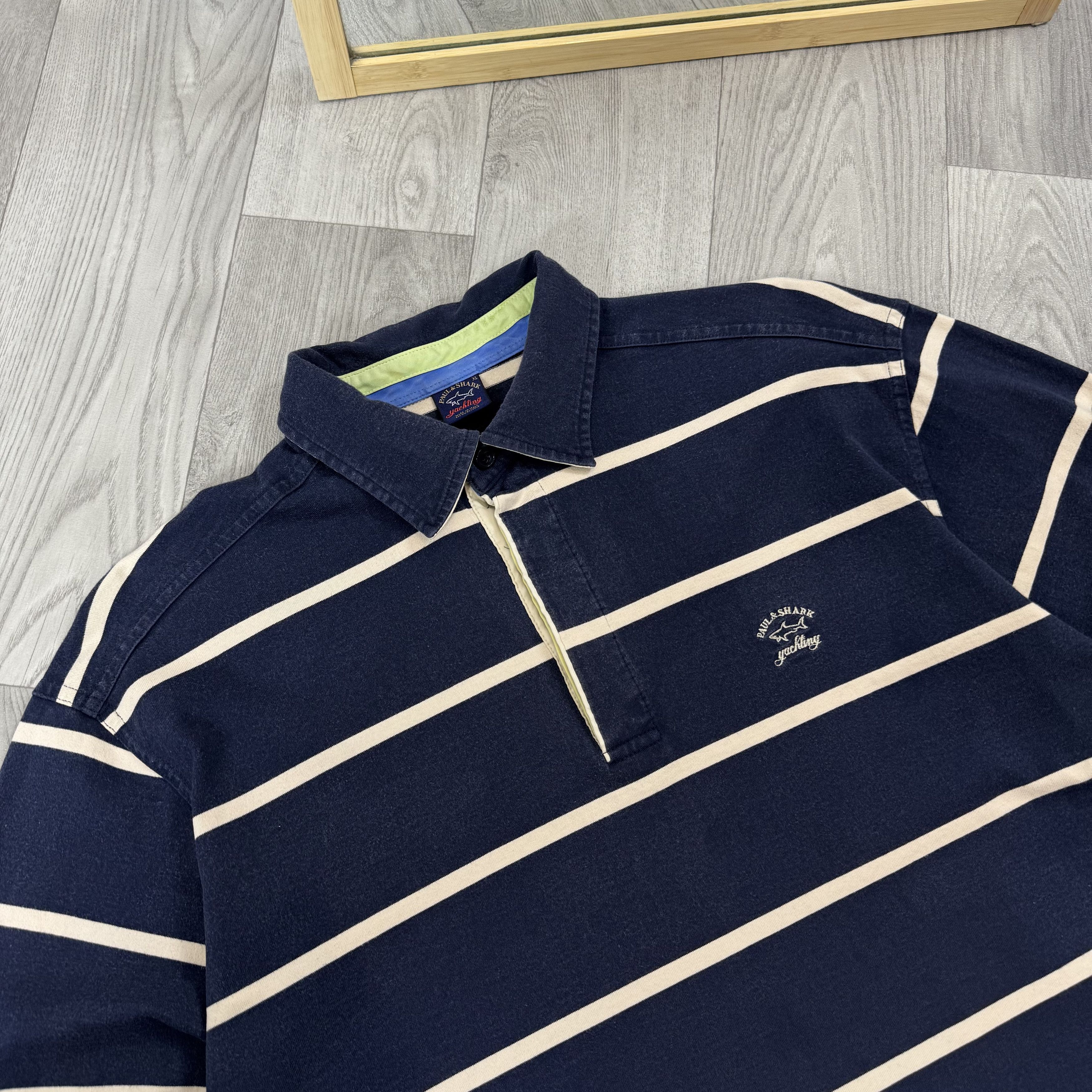 Paul & Shark Vintage Paul & Shark Striped Rugby Polo Longsleeve Tee Shirt Size US XL / EU 56 / 4 - 4 Thumbnail