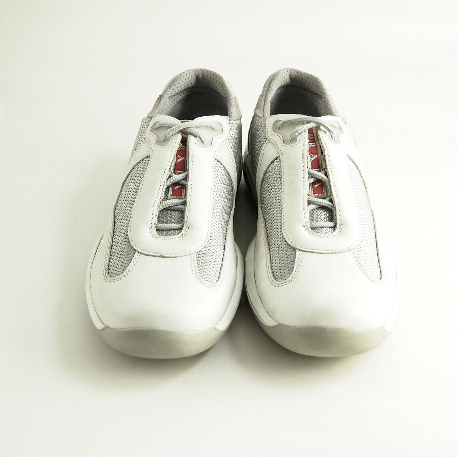 Prada Prada Americas Cup Sneakers Gray Leather Mesh EU 37 US 7 Size US 7 / IT 37 - 3 Thumbnail