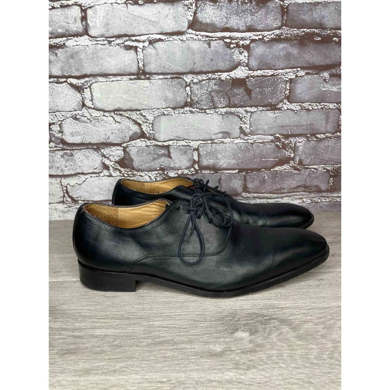 Mercanti Fiorentini Mercanti Fiorentini Black Leather Derby Lace Up Dress Shoes Size US 10 / EU 43 - 13 Thumbnail