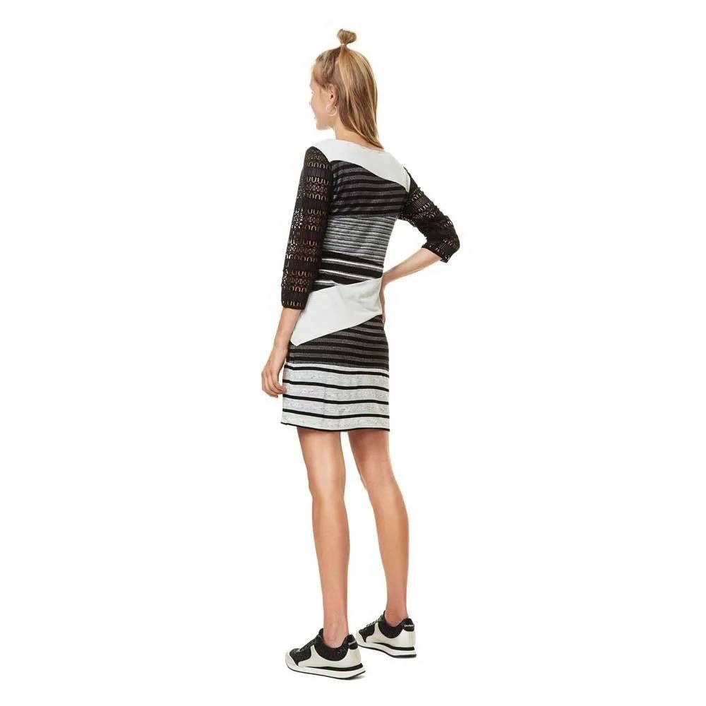 Desigual Desigual Womens Black Striped Lace Sleeve 3/4 Sleeve Dress Size M / US 6-8 / IT 42-44 - 2 Thumbnail