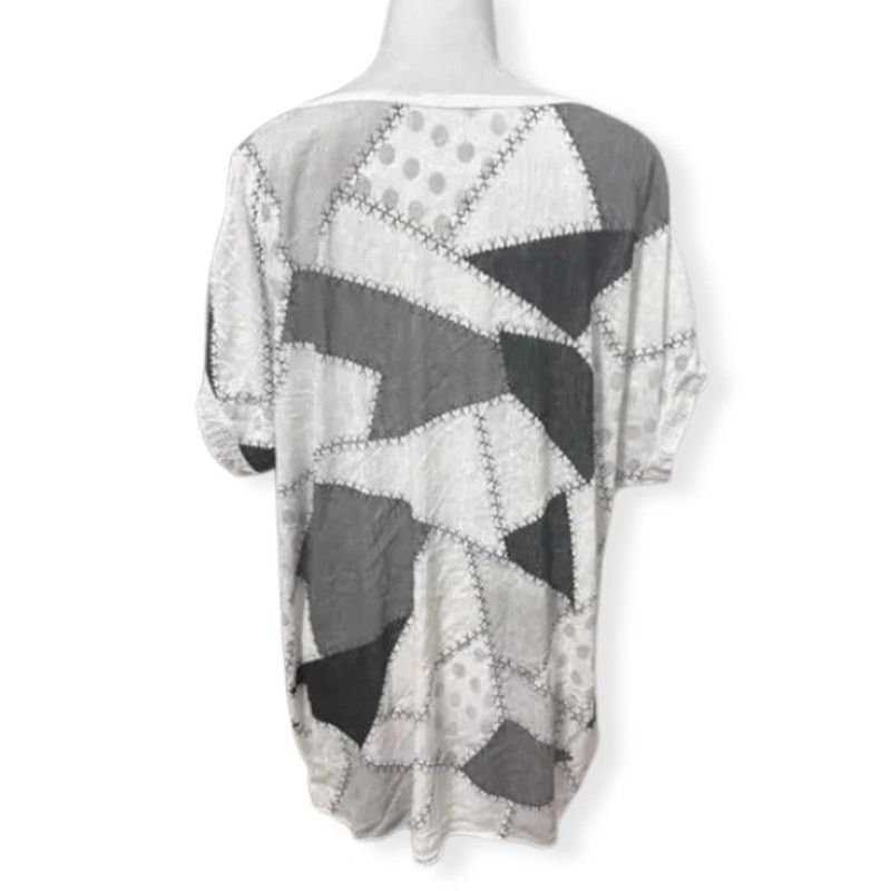 Other D-Style Scoop Neck Patchwork Short Sleeve Gray White L NWT Size L / US 10 / IT 46 - 4 Thumbnail