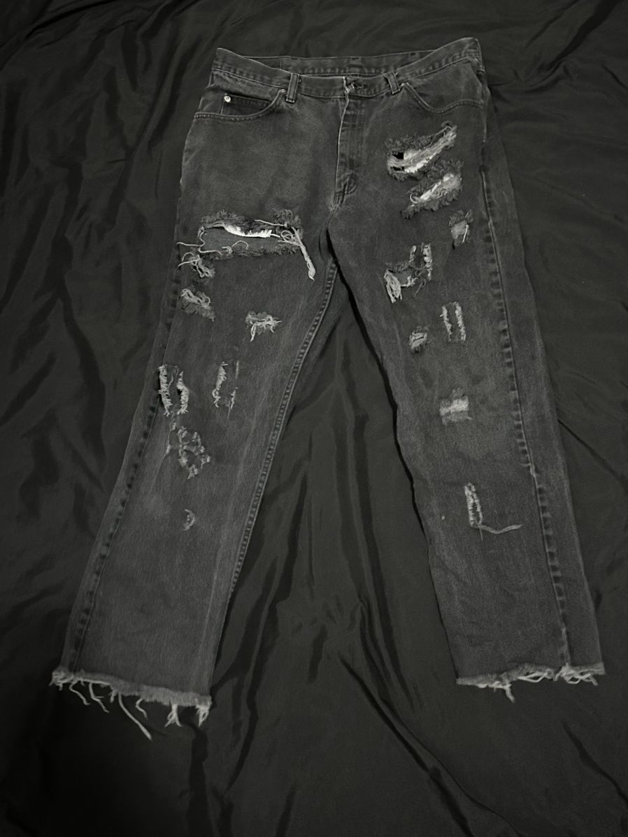 Wrangler ripped black jeans Size US 34 / EU 50 - 1 Thumbnail